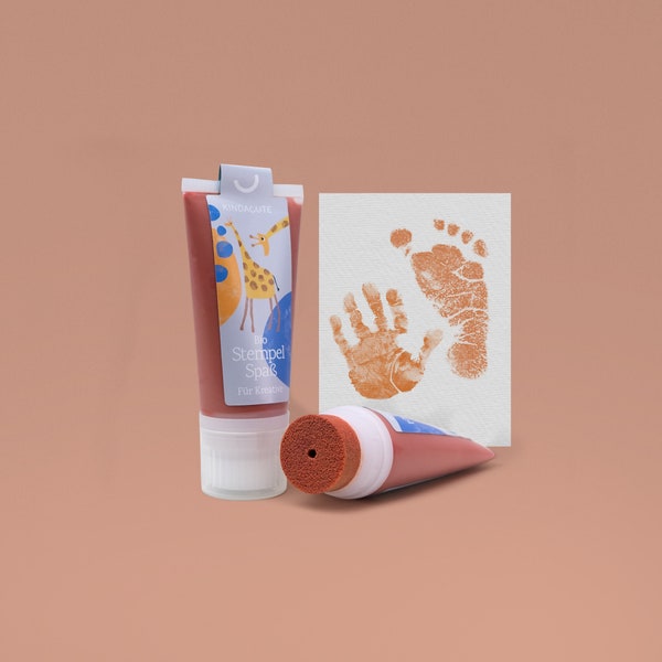 CARAMEL | Bio Babystempel 50ml Tube | Set für schöne Fußabdrücke | Babyhautfreundlich & mit Wasser abwaschbar
