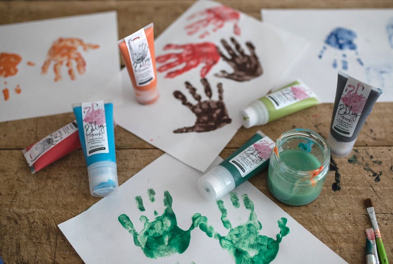 LILAC Bio Babystempel 50ml Tube beautiful Baby handprints footprints 100% organic ink made in germany absolutely non-toxic image 8