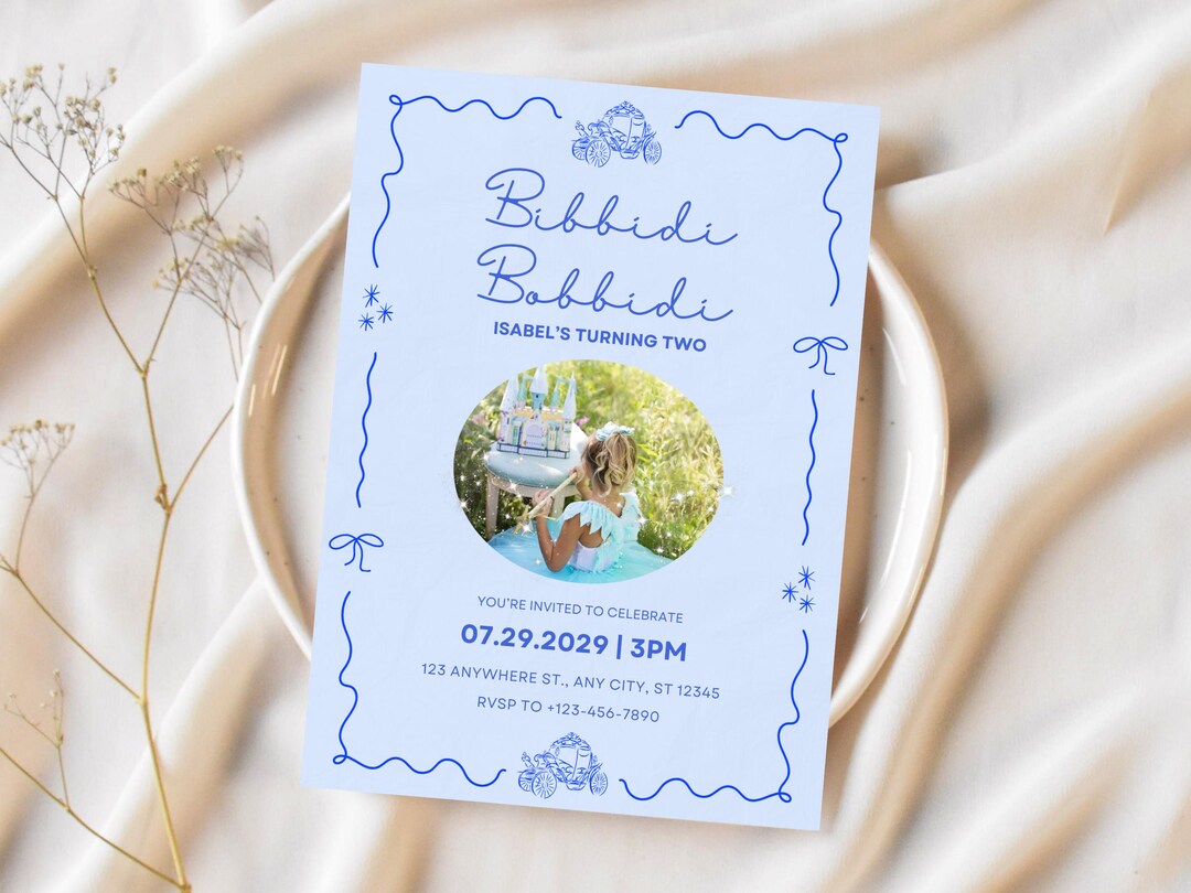 Bibbidi Bobbidi Two Cinderella Birthday Invitation Editable Princess ...