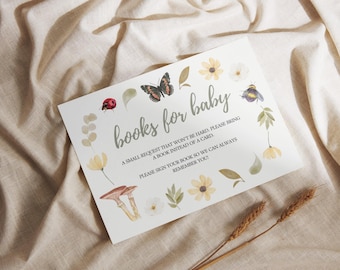 Books for Baby Card Printable Insert Invitation Baby Shower Request Little Love Bug Shower Books Editable Card Template Baby Library Bundle