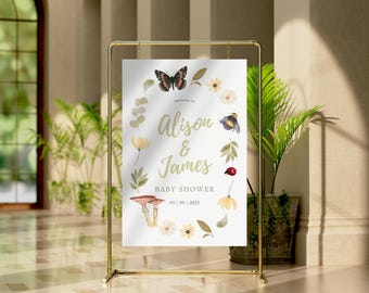 A Little Love Bug Is On The Way Baby Shower Welcome Sign Editable Gender Neutral Digital Lovebug Entrance Sign Baby Shower Garden Bug Decor