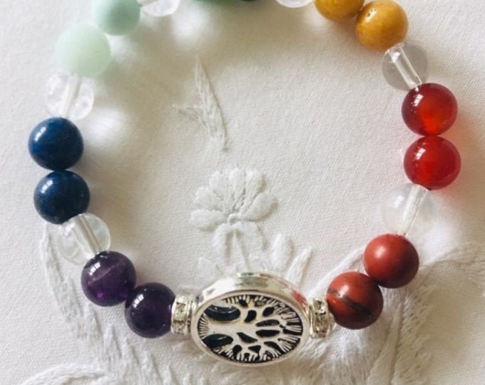 7 chakras bracelet and tree of life in natural stones