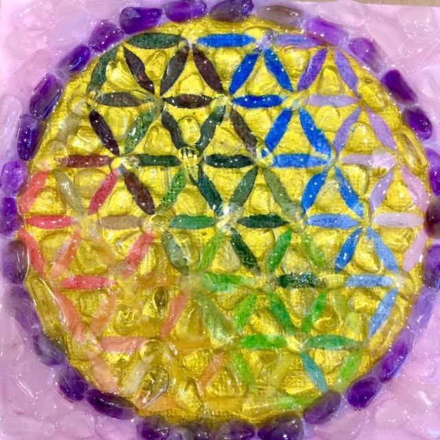 Harmoniseur Mandala Énergie - Fleur de Vie Cristaux Naturels