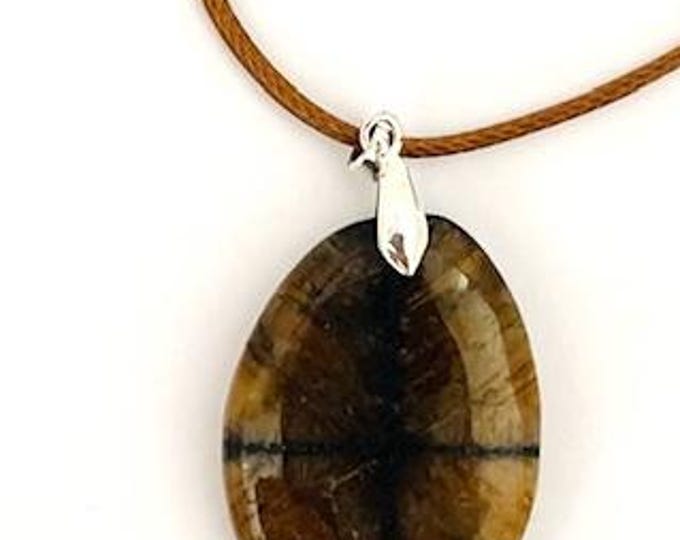Natural stone chiastolite pendant - energy alignment centering stability