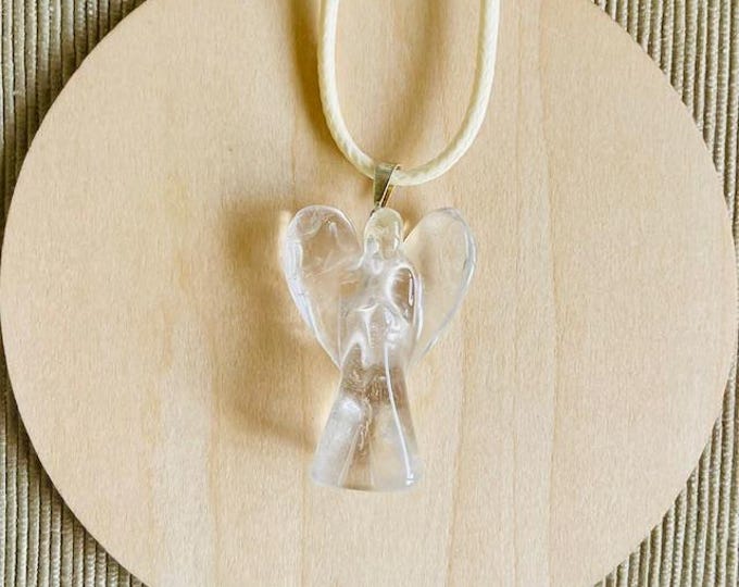 Rock crystal angel pendant