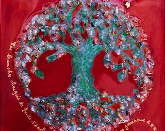 Table with natural carnelian stone inlays