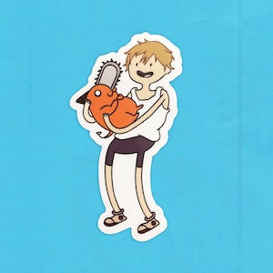 Chainsaw Time Denji and Pochita Vinyl Sticker