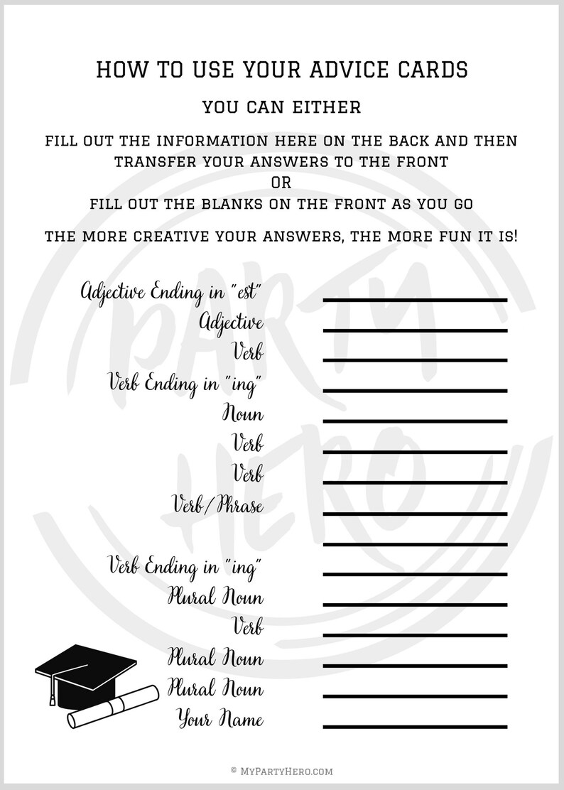 graduation party game 2020 printable grad libs mad libs etsy