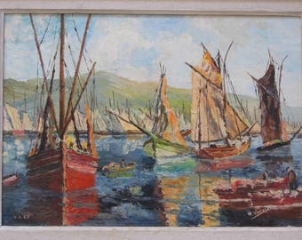 Oil on panel. Marine painting. 1969