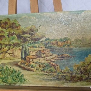 A Temime. Huile sur panneau. Huile marine. La côte méditerranéenne. L'Estérel. Années 60. 89,5 cm x 42,5 cm