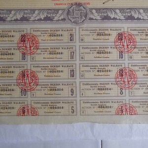 Azione a chi lo indossa. Dickson Walrave. Scripotilfa. Vecchie azioni e titoli. Collezione. Decorazione d'interni. Dai tempi della crisi del 1929. immagine 3