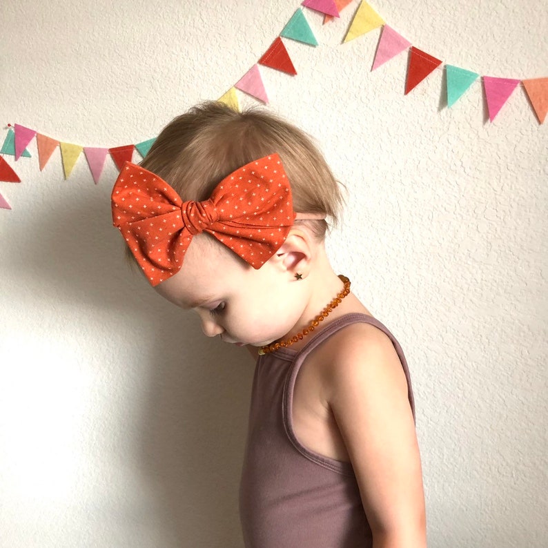 Oversized Pinwheel Headband Rust Fabric Nylon Headband Handmade Hair Bow