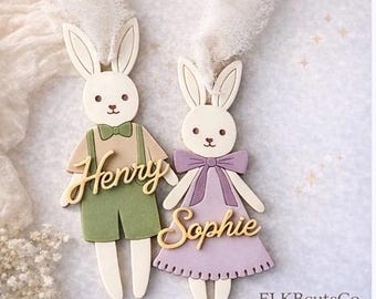 Personalized Bunny Easter Name Tag | Easter Basket Tag | Custom Bunny Name Tag | Wooden Bunny Tag | Easter Basket Name Tag | Spring Gift