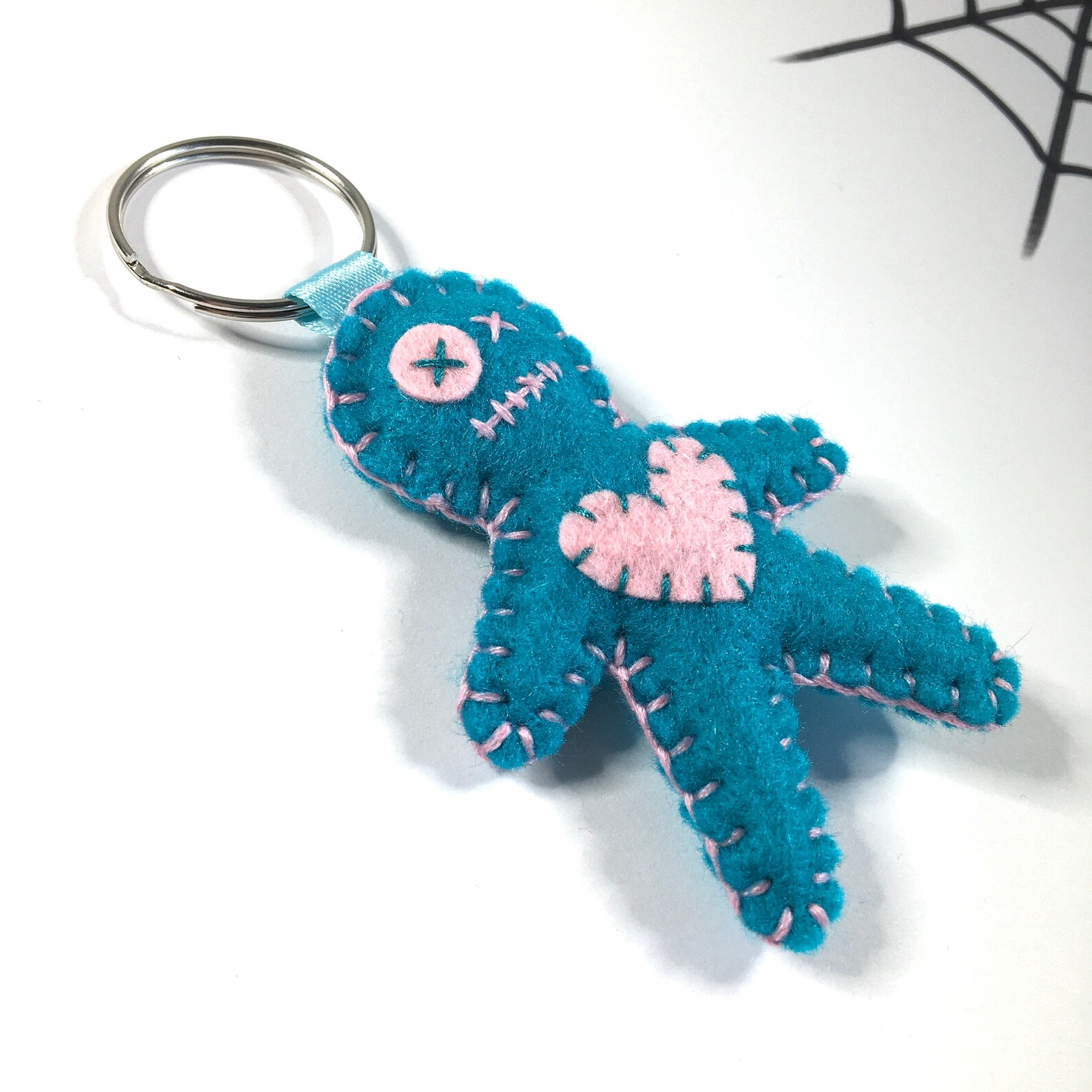Voodoo Doll Keyring Blue and Pink Poppet Keychain Etsy