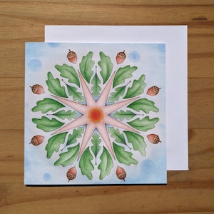 Art géométrique de mandala de chêne de mandala - carte de voeux
