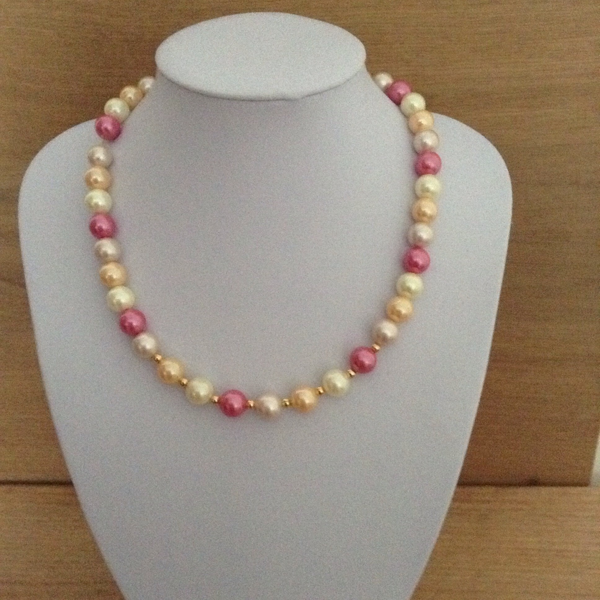Handmade Shell Pearl Necklace With Yellow Gold Plated 925 Etsy UK