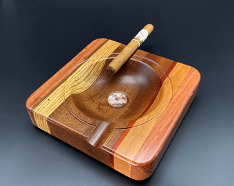 Handmade,   EXECUTIVE Cigar Ashtray:   One-of-a-Kind Exotic Wood!    FREE SHIPPING