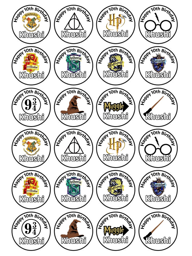 Harry Potter Cupcake Cake Toppers Personalised Birthday | Etsy