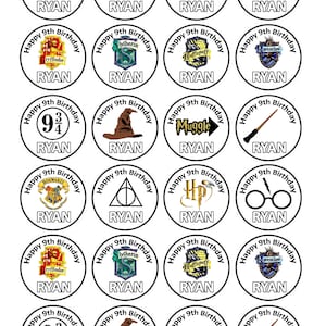 Edible Harry Potter Personalised Plain Cupcake Cake Toppers Rice Paper Icing Birthday Party