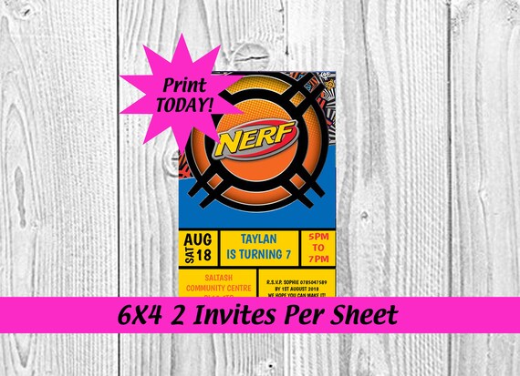 Imprimer Invitation Nerf Guerre Aujourd Hui Telecharger Etsy