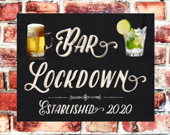 Pub bar sign bar lockdown weather proof pre drilled great gift birthday xmas high gloss father's day gift