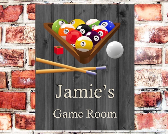 Personalised game room sign weather proof pre drilled high gloss father's day gift xmas pool