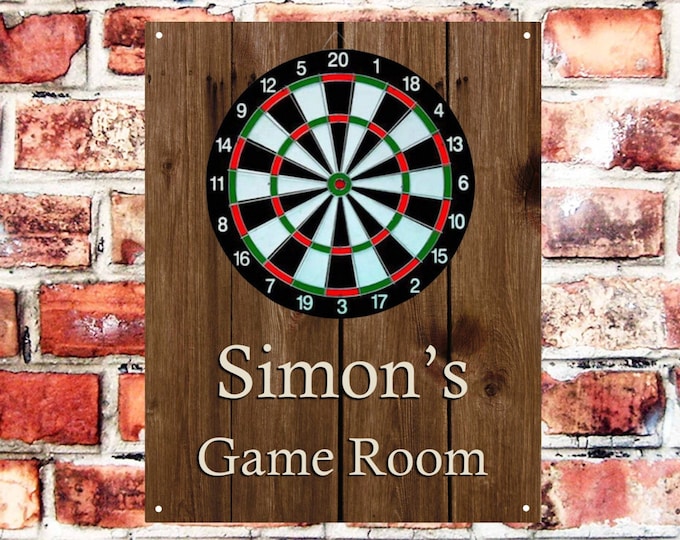 Personalised game room sign weather proof pre drilled high gloss father's day gift xmas darts