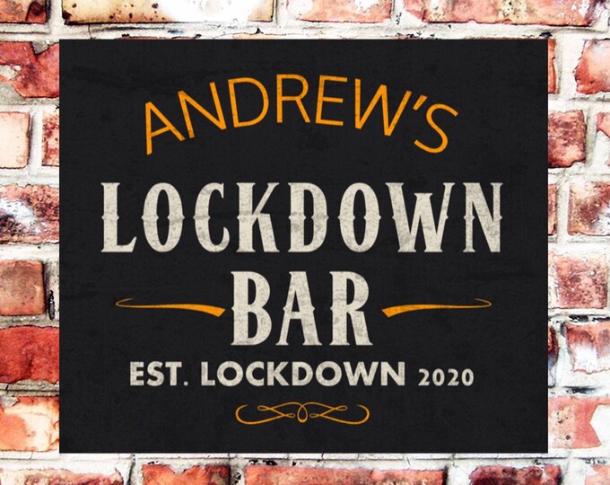 Pub bar sign personalised plaque any name and date weather proof pre drilled great gift birthday xmas high gloss lockdown bar