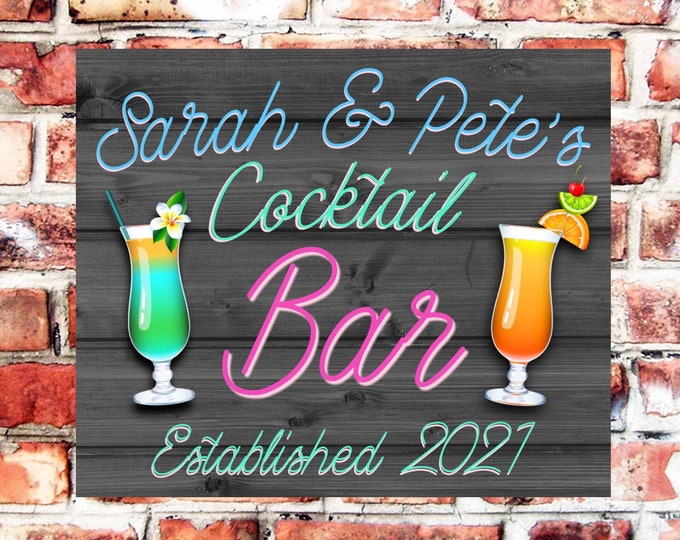 Pub bar sign personalised plaque any name and date weather proof pre drilled great gift birthday xmas high gloss bar signage gift for him