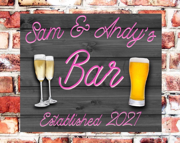 Pub bar sign personalised plaque any name and date weather proof pre drilled great gift birthday xmas high gloss bar signage