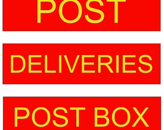 Post box sign aluminium strong double sided sticky pads easy to fit gate wall door hotel school office