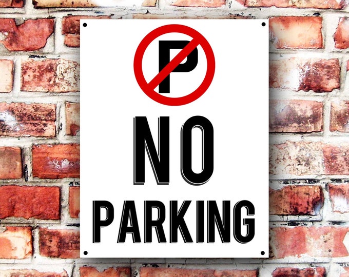 No parking sign weather proof pre drilled gate garage high gloss