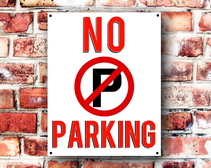 No parking sign weather proof pre drilled gate garage high gloss