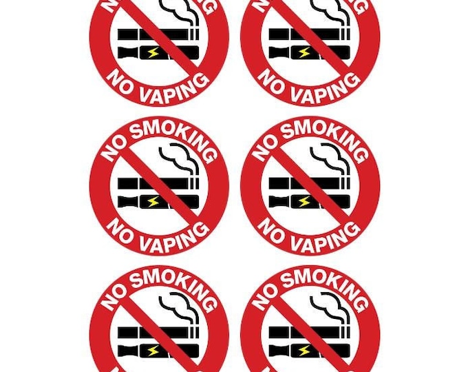 No smoking no vaping vinyl stickers x 6 small taxi cab decal car window laptop  weather proof