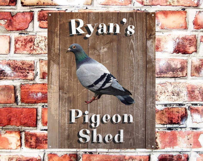 Personalised pigeon shed sign weather proof pre drilled high gloss cage xmas gift
