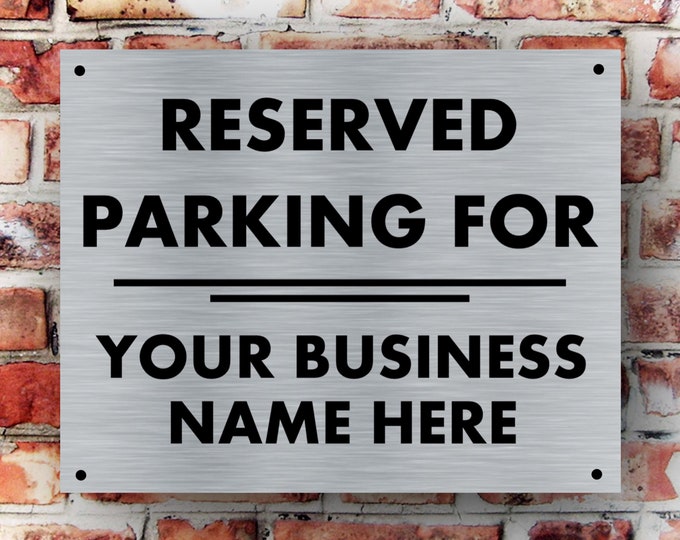 Custom parking sign with your business name wall sign plaque weather proof pre drilled parking sign driveway gate school workplace