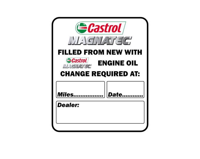 Castrol magnatec filled from new service oil change sticker car engine porsche garage vinyl stickers x 1 decal laminated