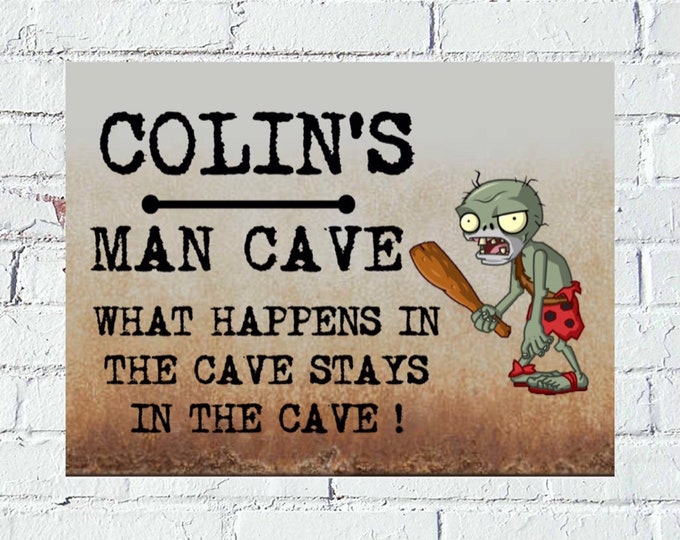 Man cave sign personalised plaque pre drilled great gift birthday xmas high gloss