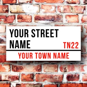 Personalised street name wall sign weather proof pre drilled great gift birthday xmas high gloss london street sign bar shed office man cave