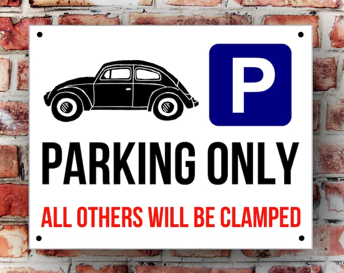 Vw Beetle parking wall sign weather proof pre drilled great gift birthday high gloss garage gate camper van T5 T4 beetle xmas