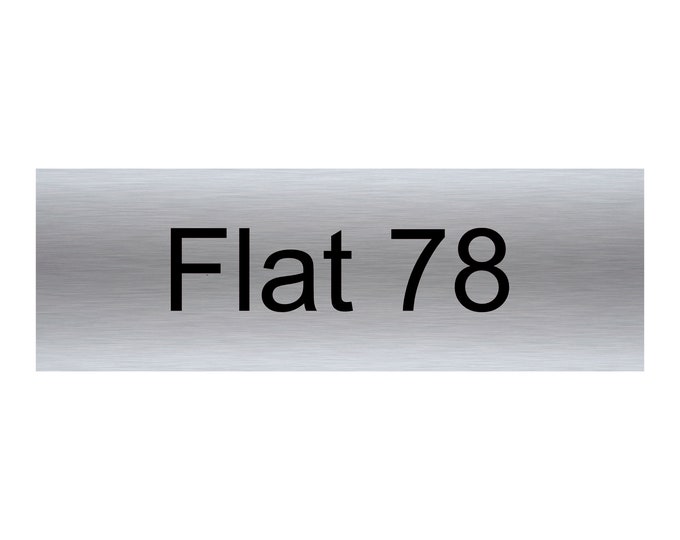 Flat number personalised plaque sign aluminium strong double sided sticky pads easy to fit gate wall door