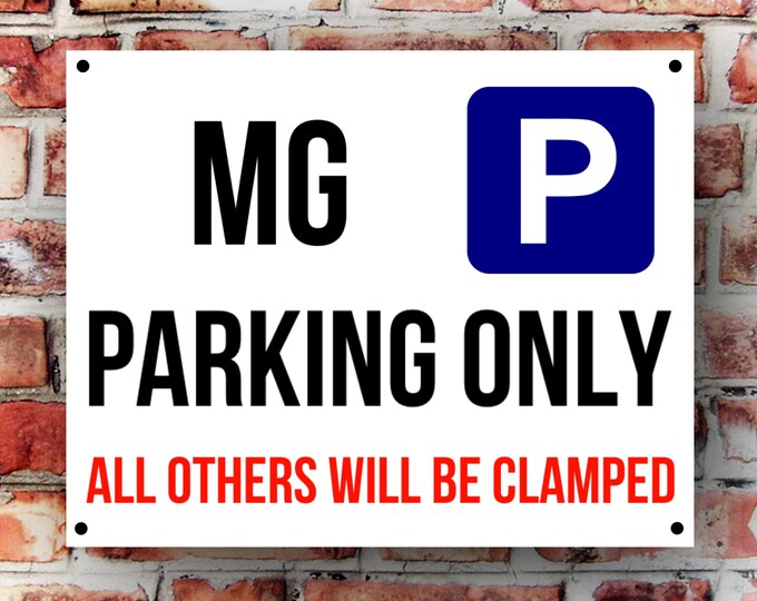 MG parking wall sign weather proof pre drilled great gift birthday high gloss garage gate xmas birthday gift