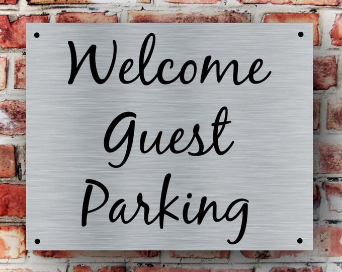Welcome guest parking wall sign plaque weather proof pre drilled parking sign driveway gate hotel