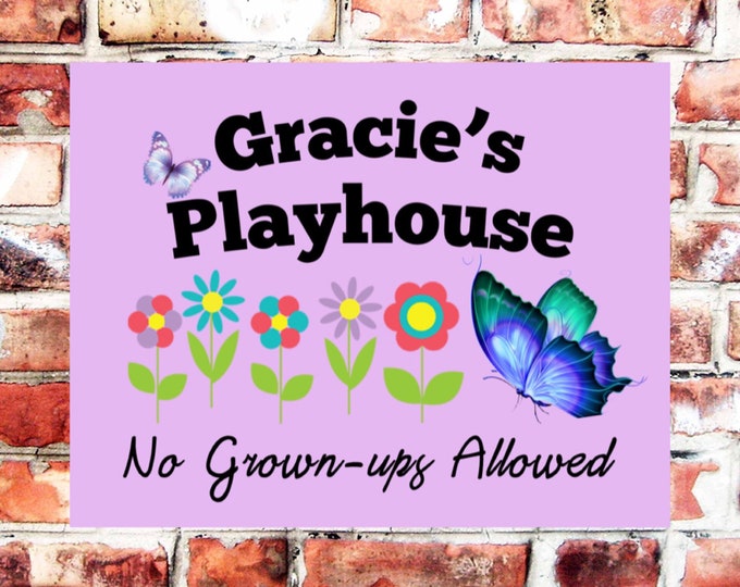 Personalised playhouse sign weather proof pre drilled high gloss birthday xmas gift