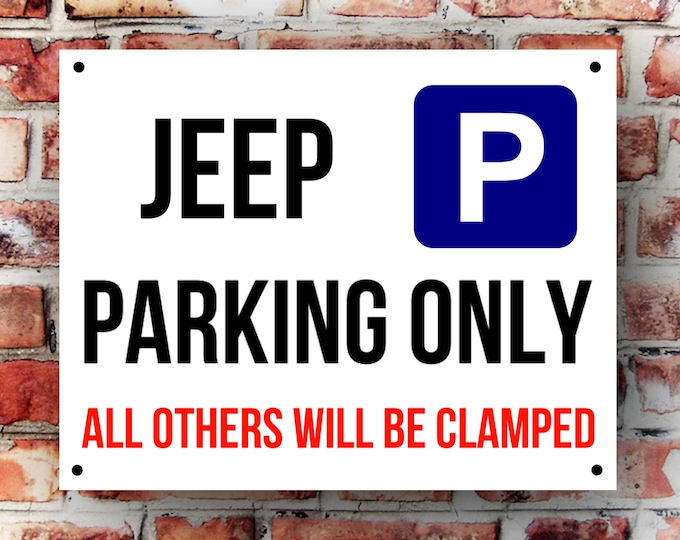 Jeep parking wall sign weather proof pre drilled great gift birthday high gloss garage gate
