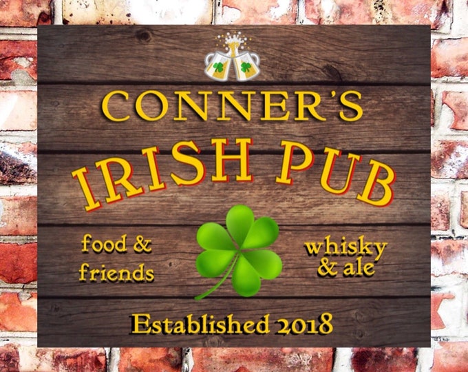 Bar sign personalised plaque any name and date weather proof pre drilled great gift birthday xmas high gloss irish