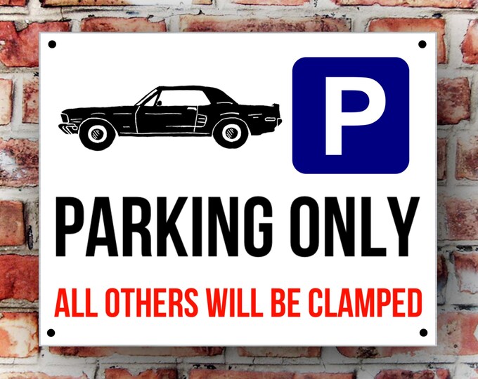 Mustang parking wall sign weather proof pre drilled great gift birthday high gloss garage gate gt