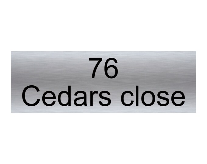Number and street name personalised plaque sign aluminium strong double sided sticky pads easy to fit gate wall door hotel school office