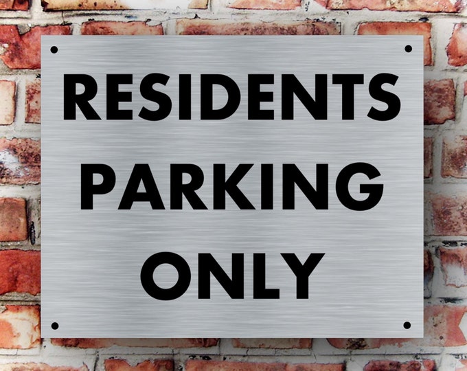 Residents parking only driveway wall sign plaque weather proof pre drilled parking sign driveway gate flat