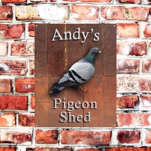 Personalised pigeon shed sign weather proof pre drilled high gloss cage xmas gift